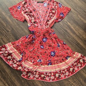 Floral Red Mini Dress